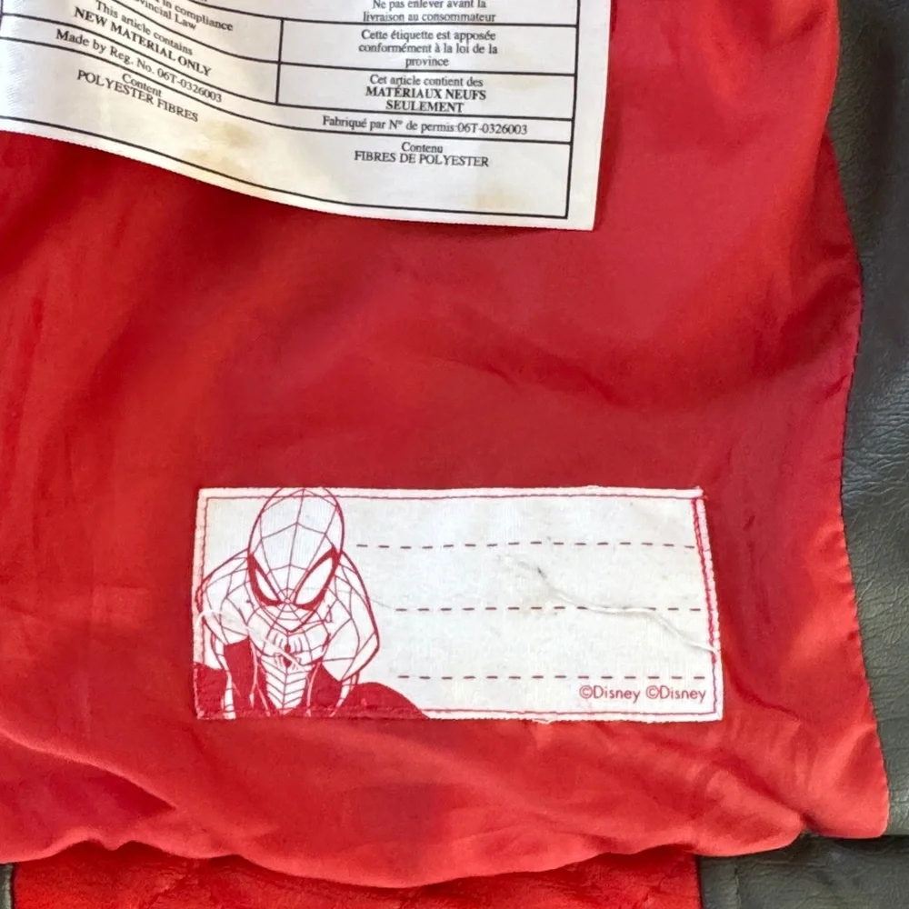 Disney Marvel Spider-Man Faux Leather Red Biker Jacket Coat Size 7/8‎ Kids - Picture 6 of 9